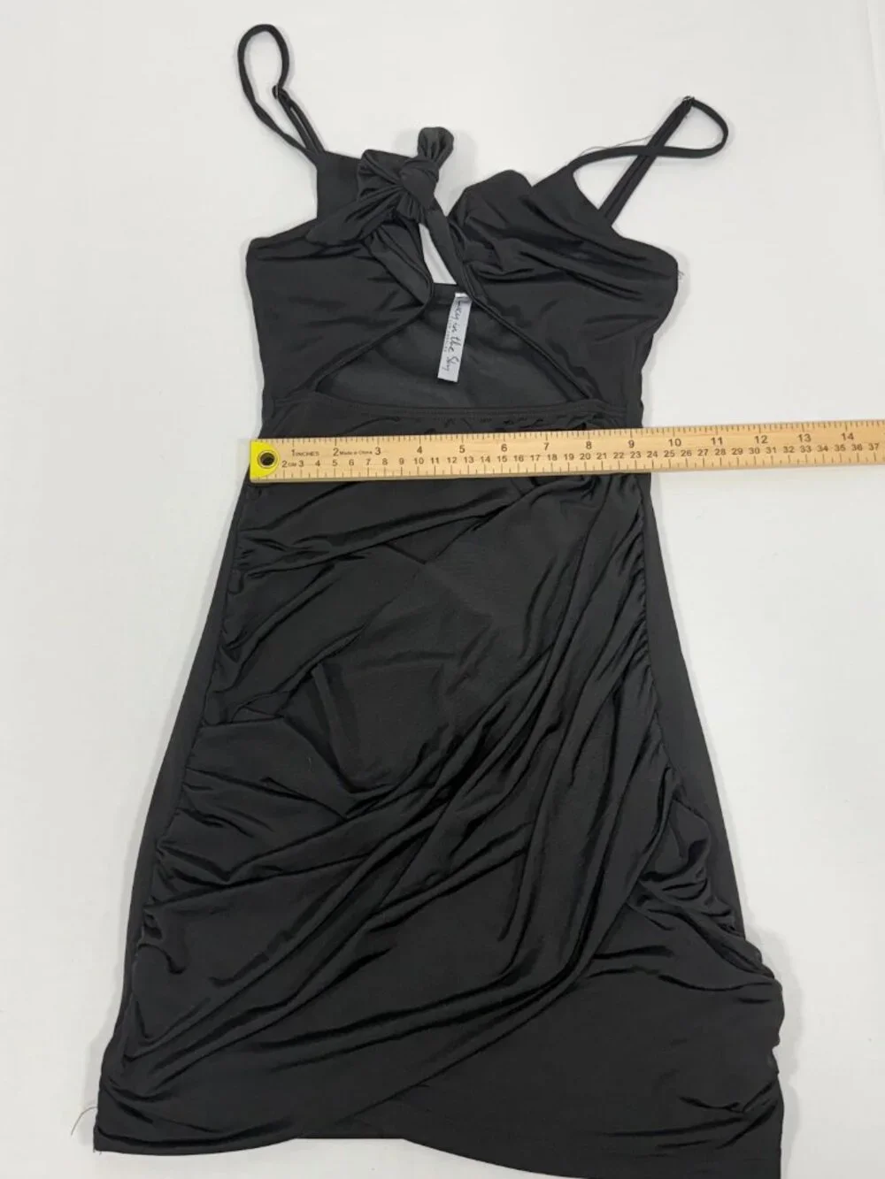 Draped Knot Cutout Lucy in the Sky Black Polyester‎ Mini Dress Size XS